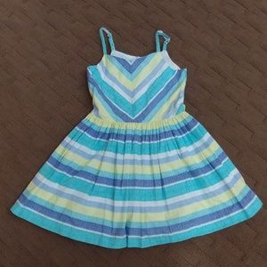 Blue striped girls summer dress (size 6)